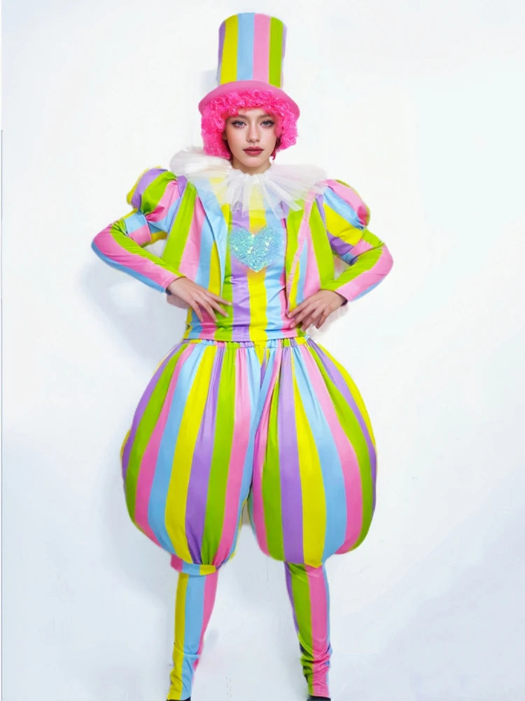 Halloween Adult Clown Costume Clown Carnival Costume Dress Up Amusement Park Funny Role Play Costume Suit Performance Costume