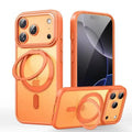 Magnetic 360°Rotation Stand Phone Case For iphone 12 13 14 15 16 17 Pro Max Plus With Ring Holder Frosted Transparent Case Funda