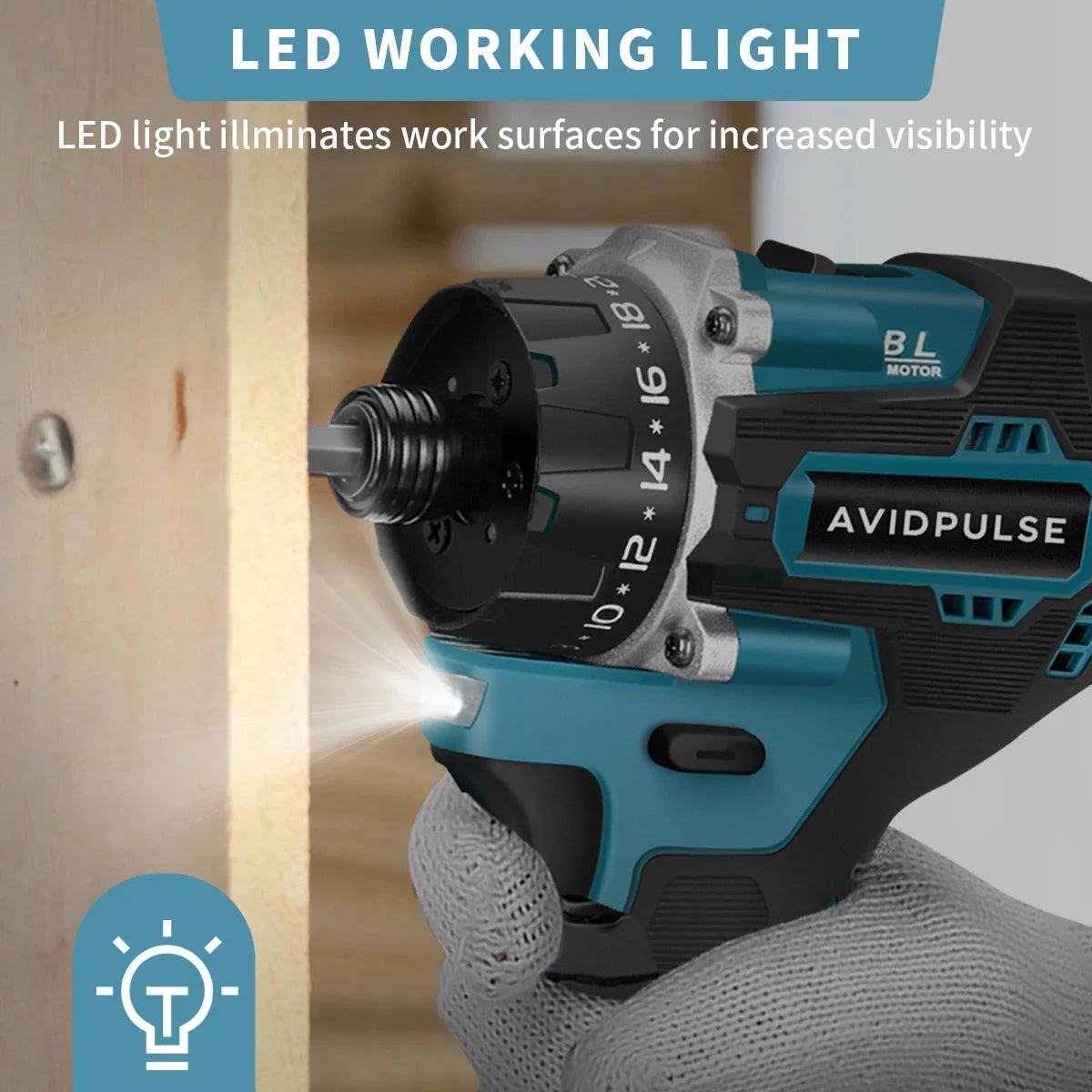 AvidPulse 20+1 Torque 1/4inch Brushless Electric Screwdriver Cordless 280N.m Electric Drill Power Tool For Makita 18v Battery