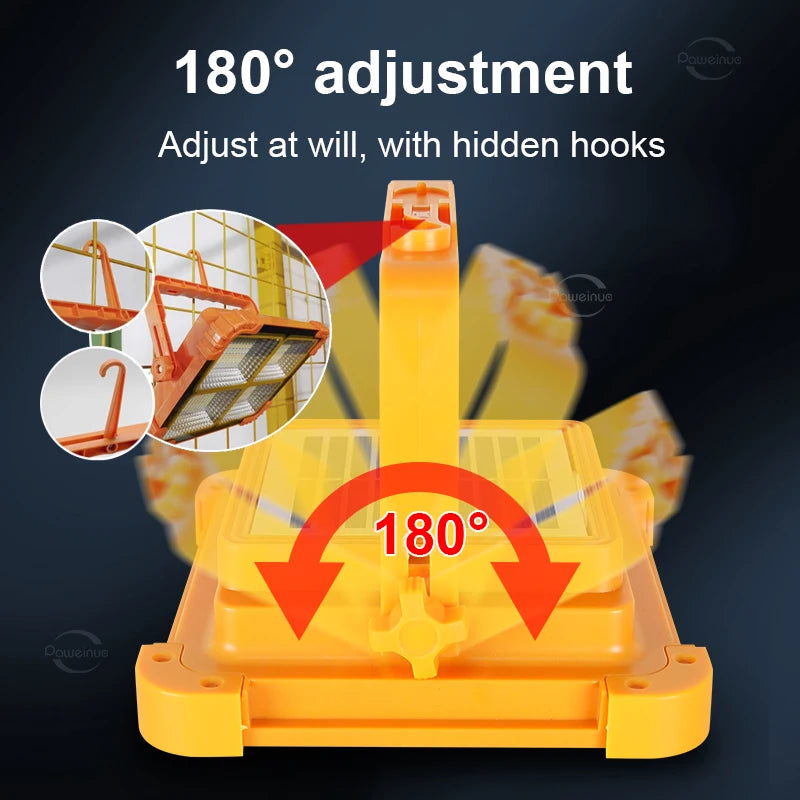 528LED Solar Charging Flood Light IP66 Waterproof Portable Tent Camping Light Power Bank 10000mAh For Outdoor Emergency Lighting
