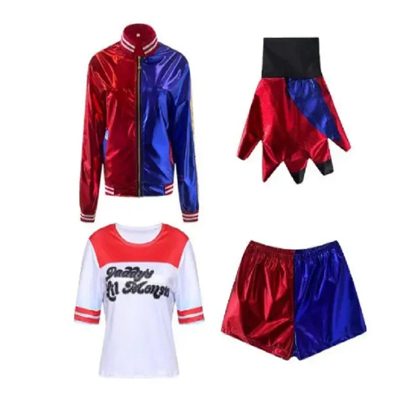 Halloween  Halloween Adult  Cosplay Costume  Squad Harley Monster T-shirt Jacket  Pants Accessories Full Set