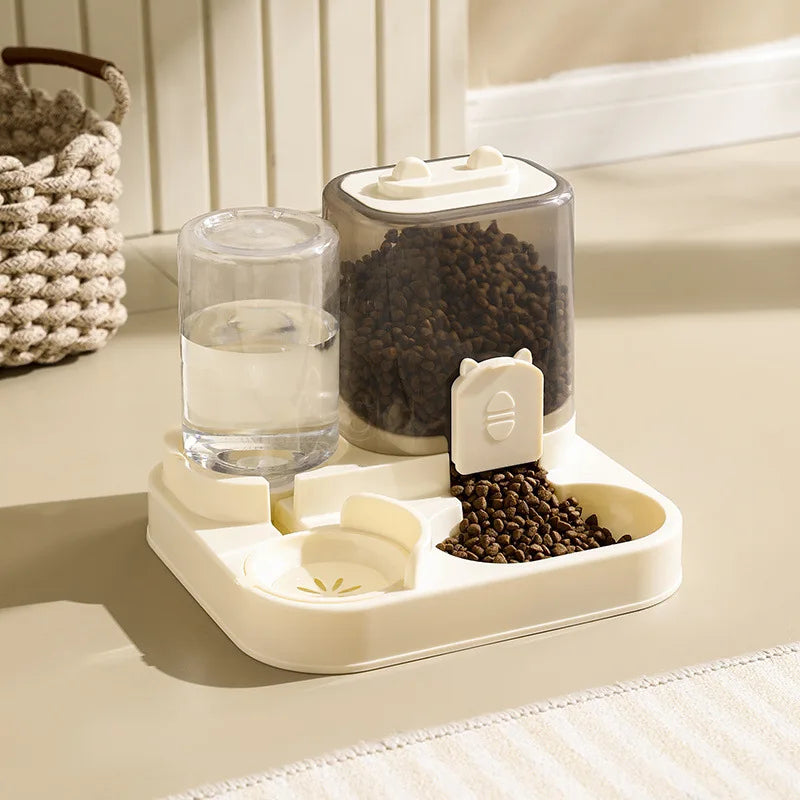 Cat Bowl Automatic Feeder with Spill Proof Design with Water Fountain Pet Food Dispenser for Small Medium Large Cats Dogs
