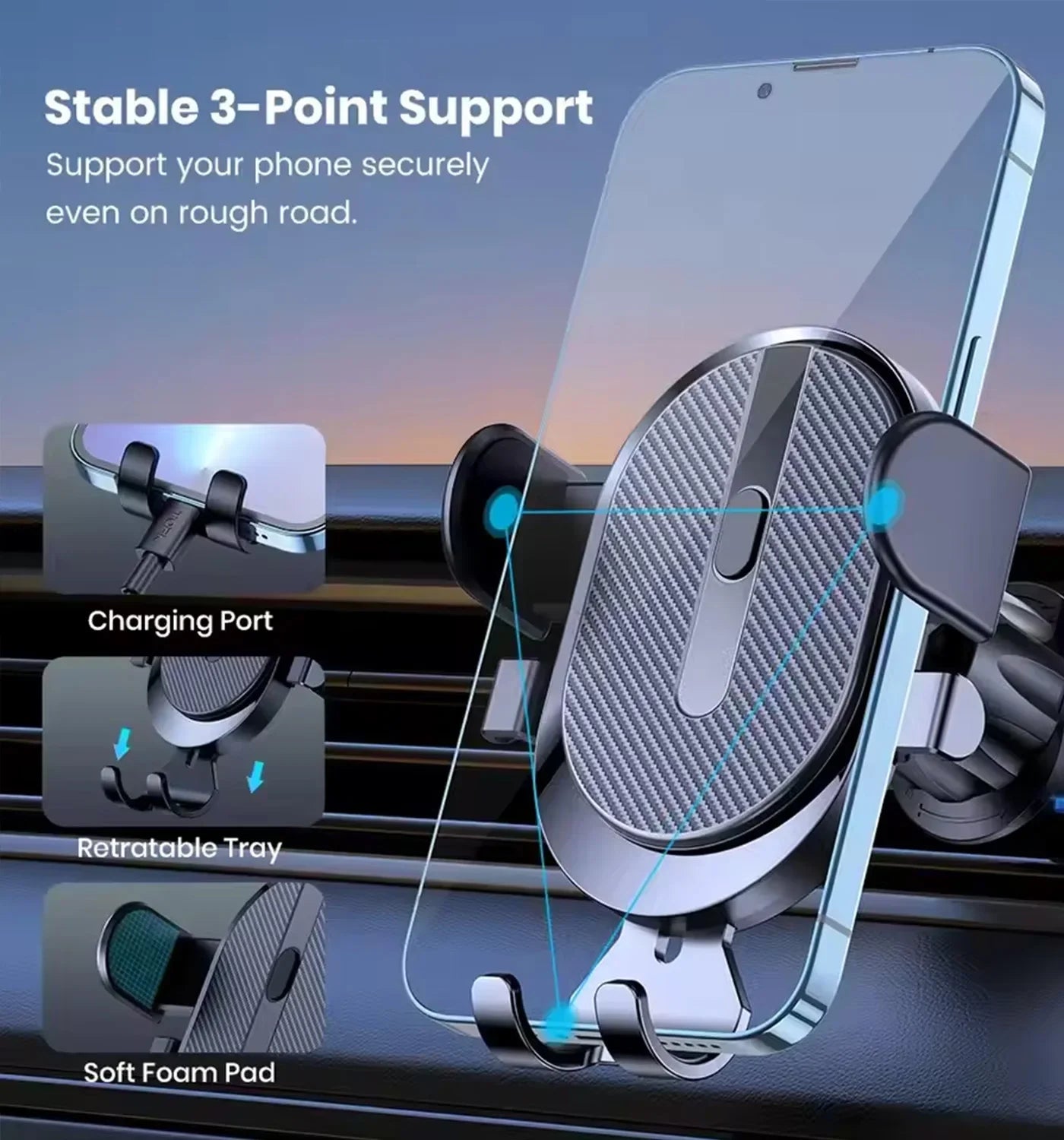 NEW Mobile Phone Holder Air Outlet Gravity Sensor Car Holder Riangle Gravity Frosted Simplicity