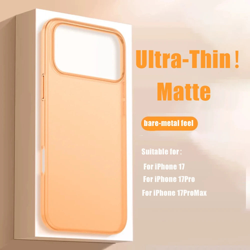 Ultra Thin Translucent Matte Shockproof Armor Phone Case For iPhone 17 17Pro 17Pro Max Frosted Protection PC Hard Cover Funda
