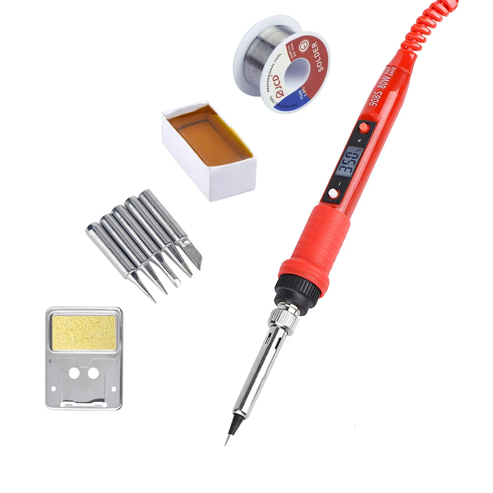 JCD Electric Soldering Iron 80W LCD Digital Display Adjustable Temperature Soldering Iron Set 220V/110V Welding Solder Tools