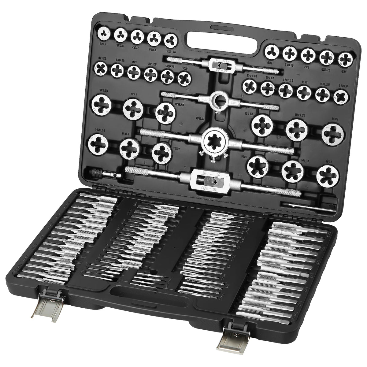 SucceBuy Tap and Die Set 40PCs 60PCs 80PCs 110/116PCs Metric SAE Standard Bearing Steel Taps and Dies Essential Threading Tool