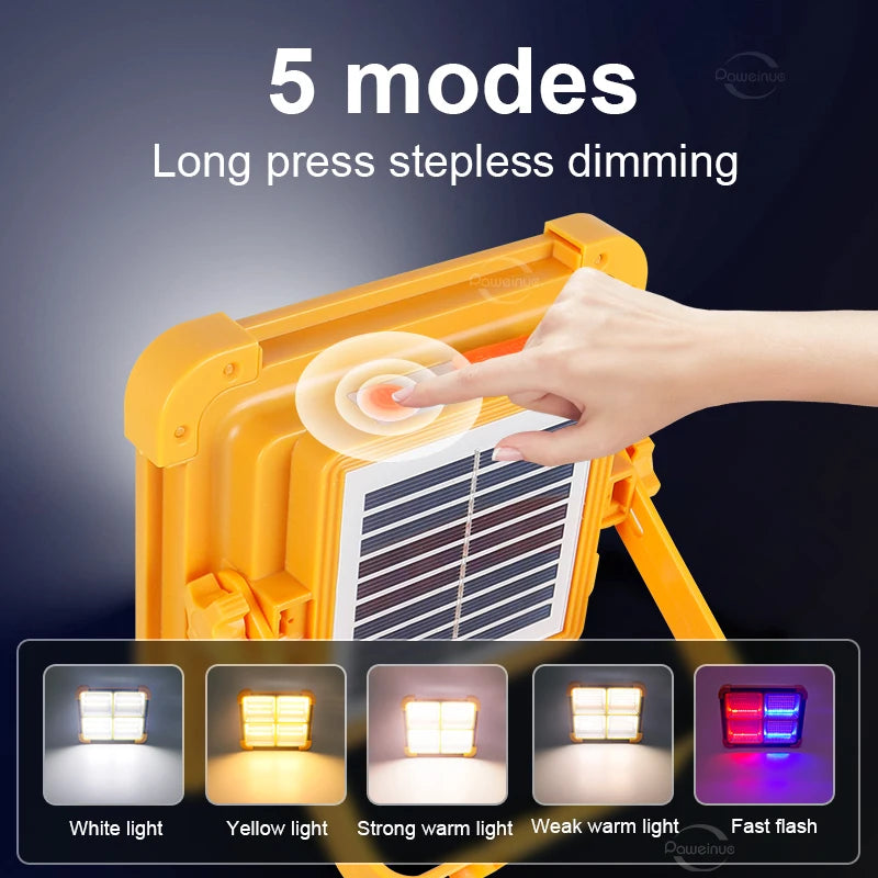 528LED Solar Charging Flood Light IP66 Waterproof Portable Tent Camping Light Power Bank 10000mAh For Outdoor Emergency Lighting