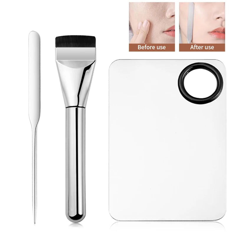 2pcs/3pcs One palette and one palette stick Foundation brush set Stainless Steel Foundation shovel facial makeup tool