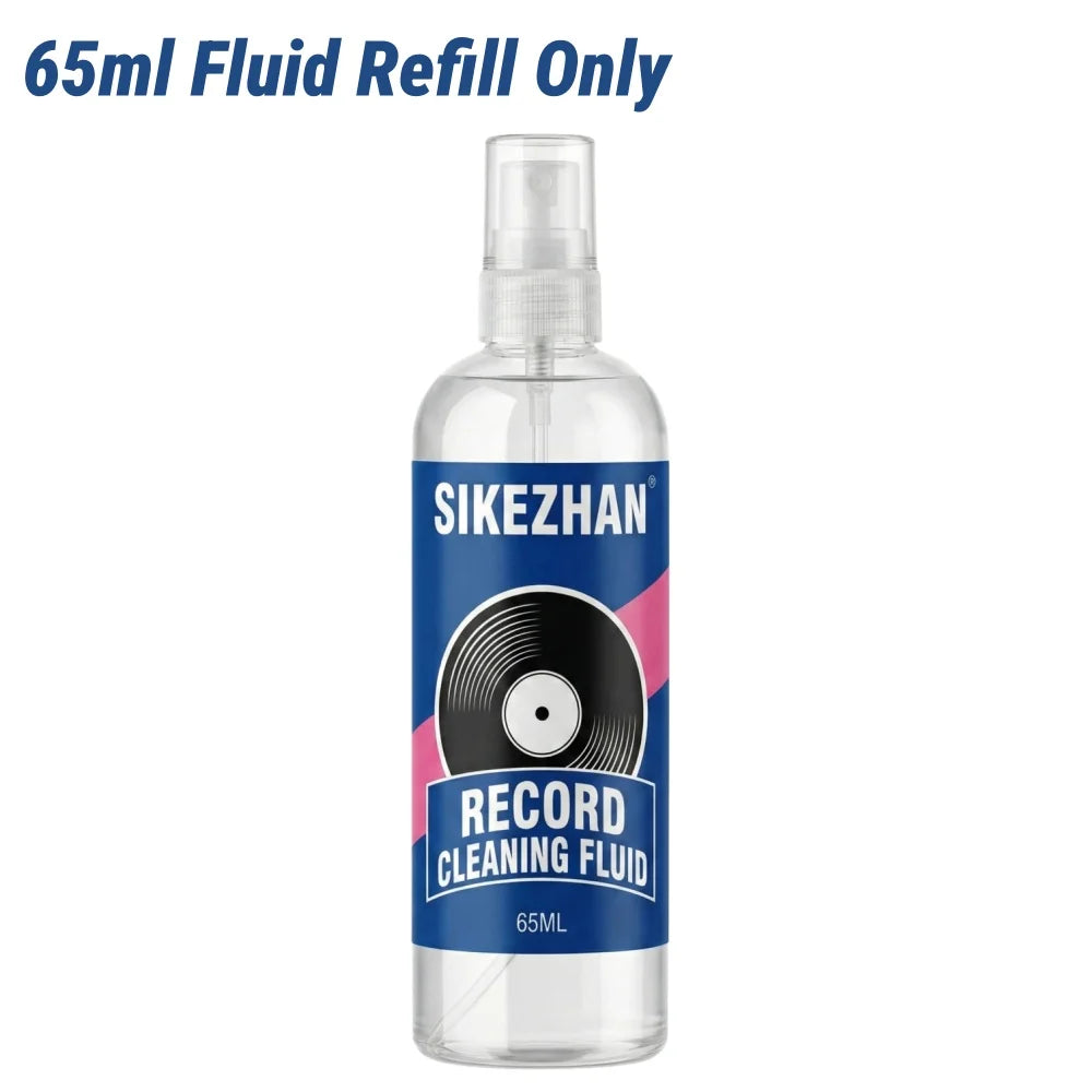 Kit de limpieza de discos con espray de 65ml, cepillo de terciopelo antiestático y herramientas de limpieza de aguja para un uso seguro del tocadiscos de vinilo