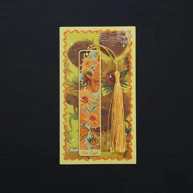 1-6-12 Pcs Creative Metal Book Mark Vintage Oil Painting Bookmark Office School Supplies Funny Gift Stationery Items