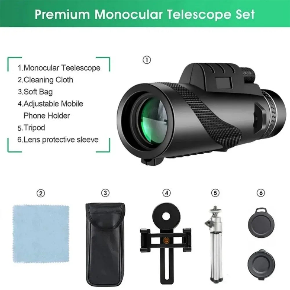 80x100 HD Zoom Portable Telescope Long Distance 5000M Folding Mini Powerful for Hunting Sports Outdoor Camping Travel