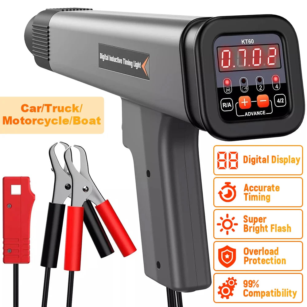 KZYEE KT60 Engine Digital Timing Light with Tachometer Timing Light Automotive 12V for 2&4 Stroke Petrol Engine for Car Moto