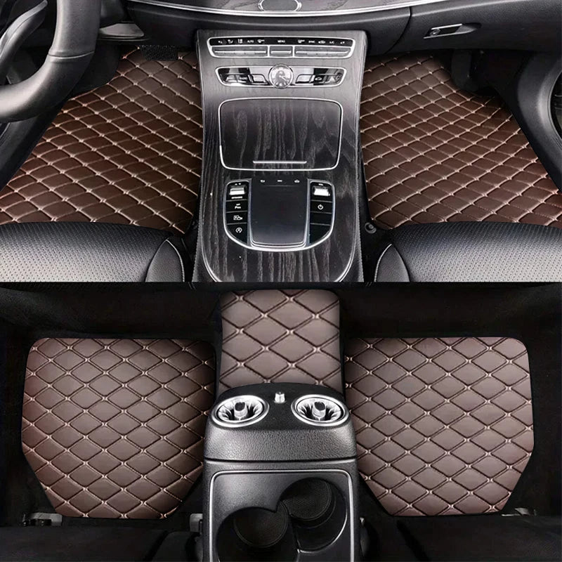 Universal 5Pcs Car Floor Mats PU Leather Waterproof Dust-Proof Auto Carpet Protector Pads Fashion Car Interior Accessories