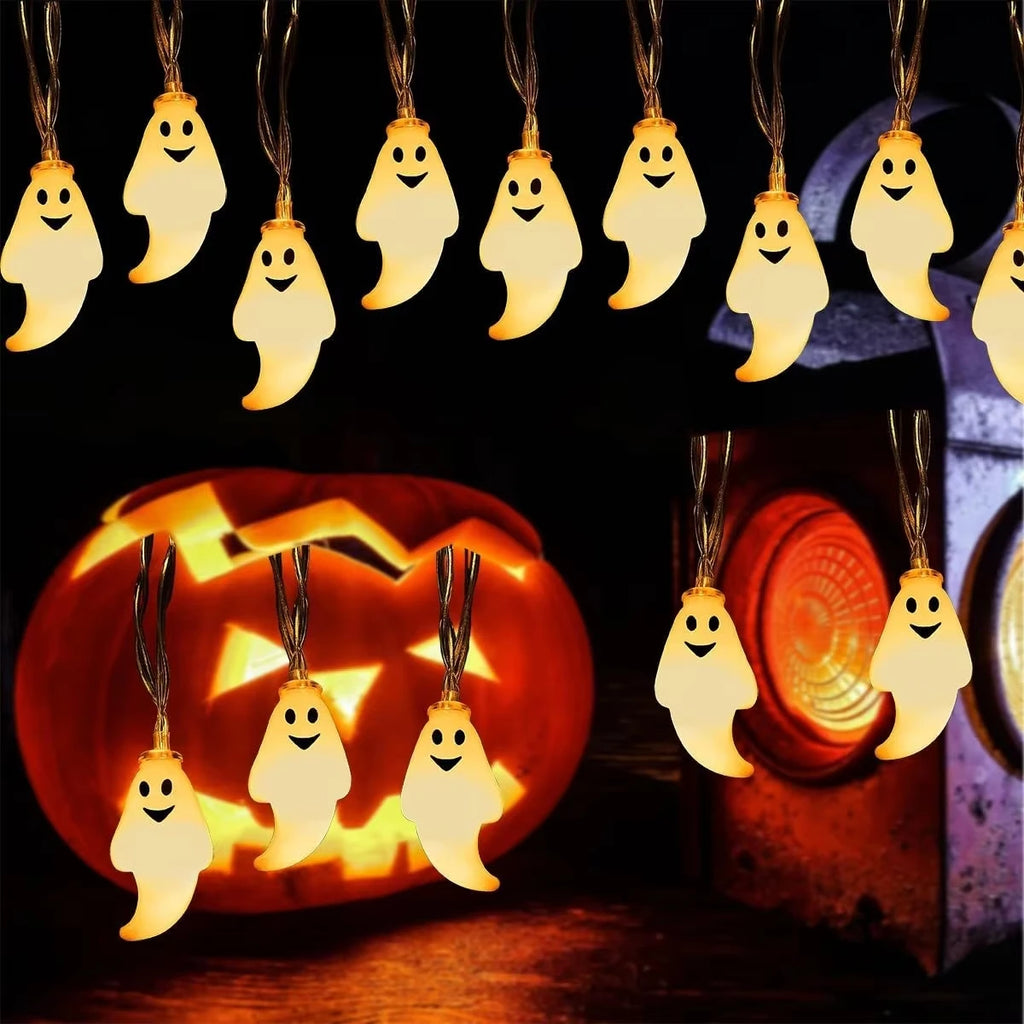 Smiling Ghost String Lights — 10 or 20 LED (1.5 m / 3 m)