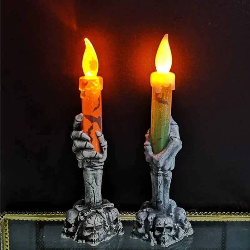 Spooky Ghost Hand LED Candle — Halloween Table Decor
