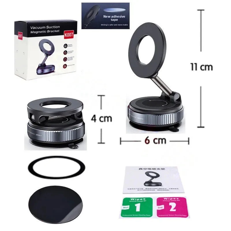 Magnetic Vacuum Phone Holder Compatible With MagSafe 360° Rotatable 96LBS Suction Cup Mount Suitable For iPhone Android Devices For Car Gym Mirror Use