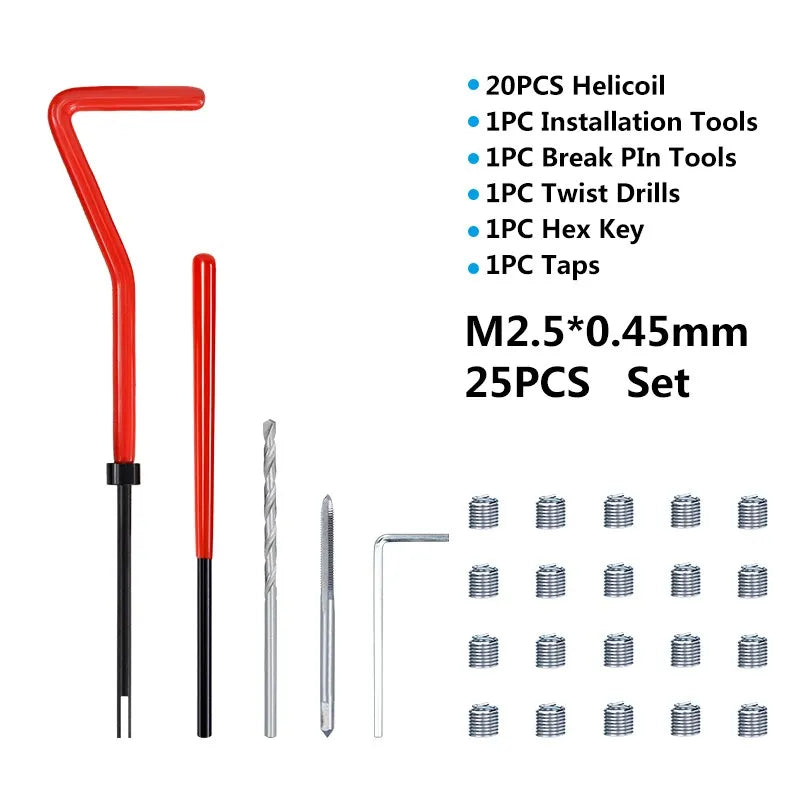 XCAN Thread Repair Kit M3 M4 M5 M6 M8 M10 M12 M14  Screw Thread Inserts For Restoring Damaged Threads Repair Tools Drill Bit