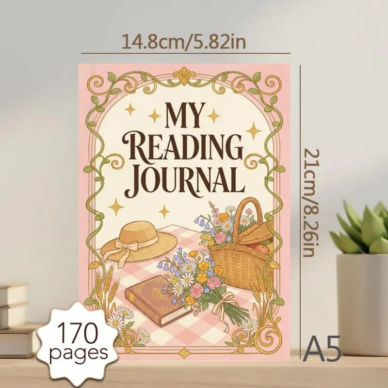 A5 Reading Journal Planner, 52 Book Review Templates, Ideal Gift for Book Lovers to Record Reading Notes & Book Quotes