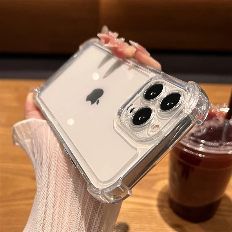 Luxury Shockproof Transparent Case For iPhone 18 17 16 15 14 13 12 11 Pro Max X Xs XR Max 7 8 Plus Clear Soft Bumper Cases Cover