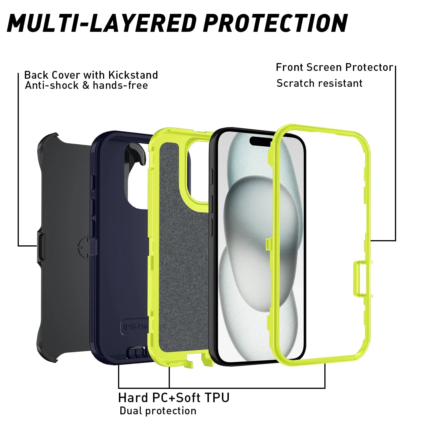 Otter Armor Box Shockproof Defender Phone Case for Iphone 16 11 12 13 14 15 17 Pro Max XSMAX 7 8 16E Hard Back Cover with Clip