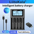 LiitoKala Lii-M4 Smart Battery Charger with LCD Display 4-Slot Universal for 18650 26650 21700 AA AAA 5V 2A Testing Capability