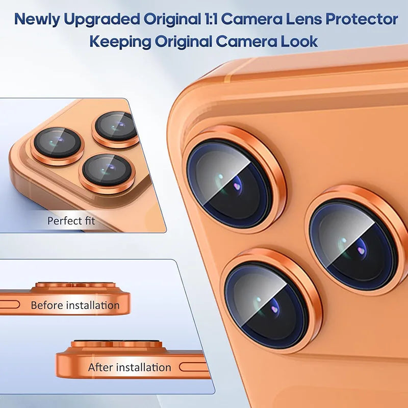 Alloy Ring Back Lens Tempered Glass for Apple iPhone 17 Pro Camera Cover Cap Metal Camera Lens Protector For iPhone 17 Pro Max