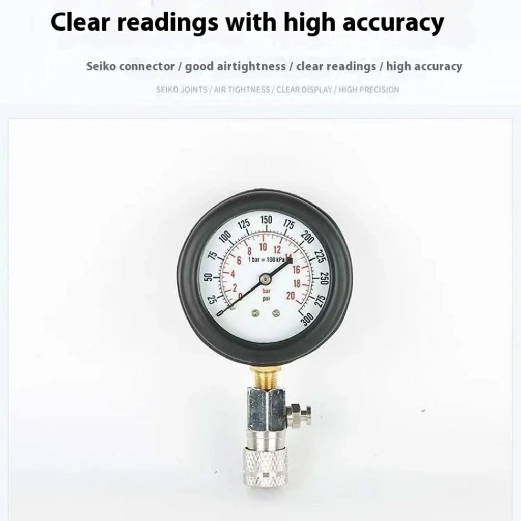 Car Cylinder Tester Kit Gasoline Engine Compression Meter 0-300 PSI Pressure Gauge with M10 M12 M14 M18 Adapter