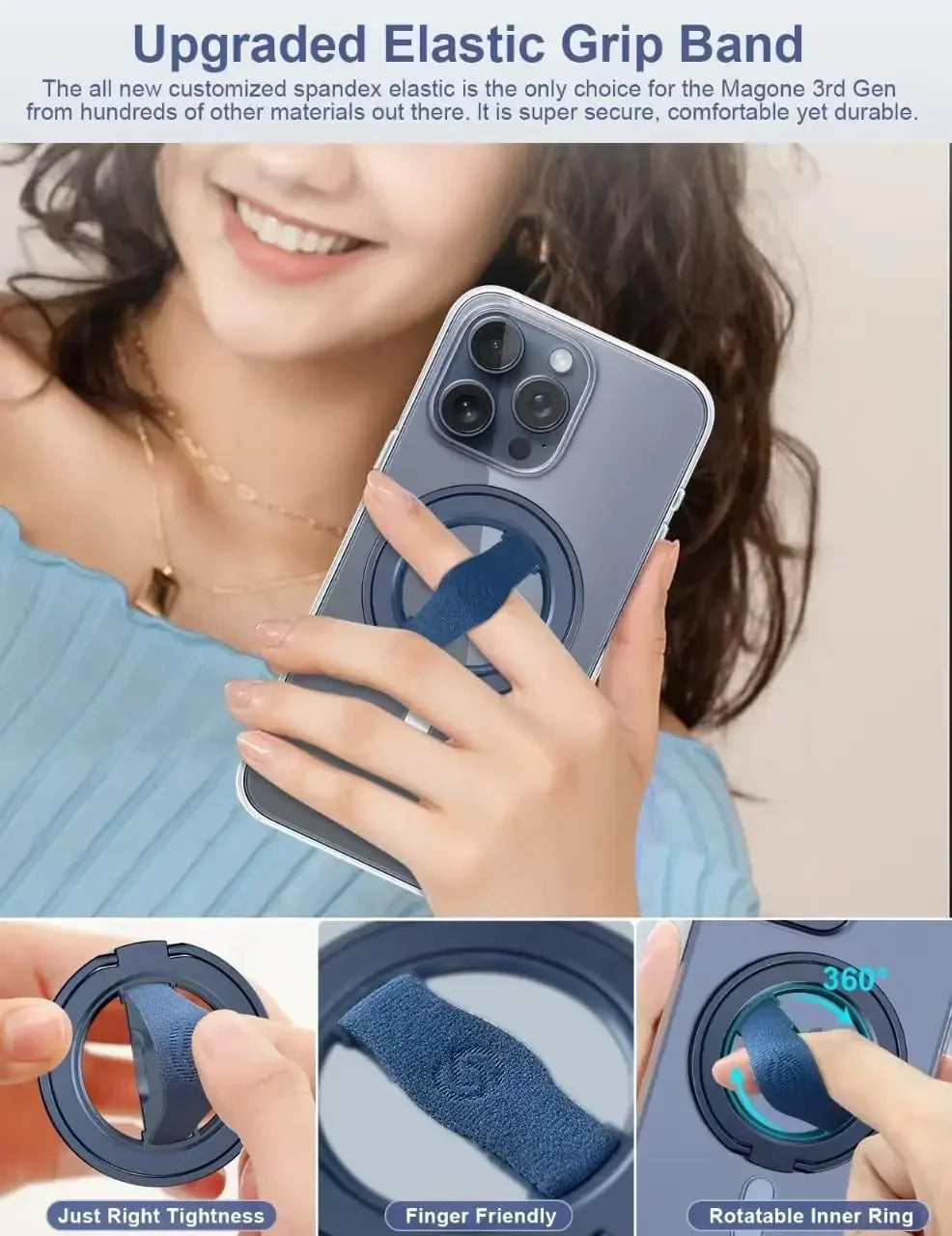 EWA MagOne 3rd Gen Phone Grip Stand with Magnetic Ring Holder Compatible with MagSafe Kickstand Loop for iPhone 17~12 Series