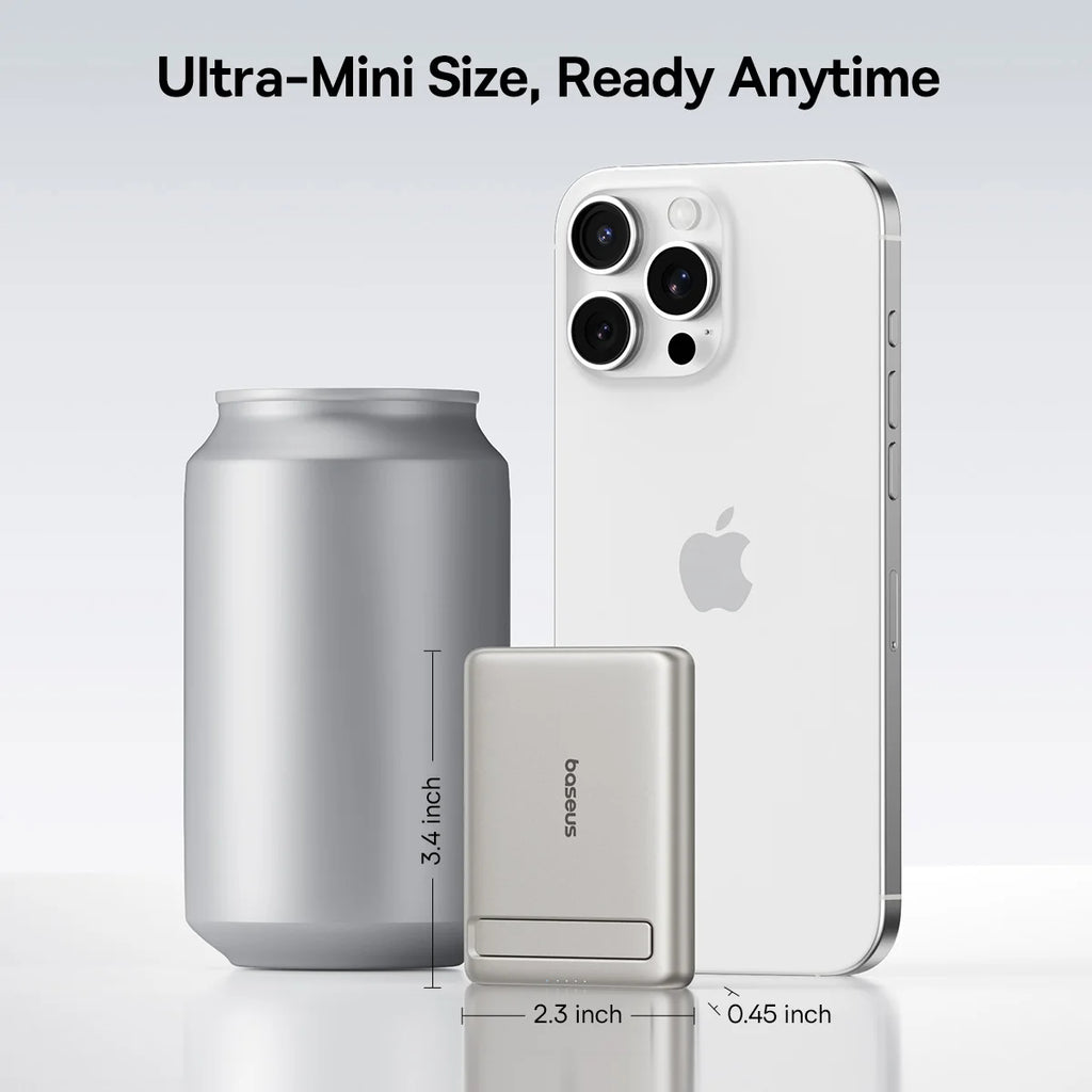 Baseus Qi2 Magnetic Power Bank With Kickstand PD 20W 5000mAh Portable Wireless Fast Charging PowerBank For iPhone Samsung Xiaomi