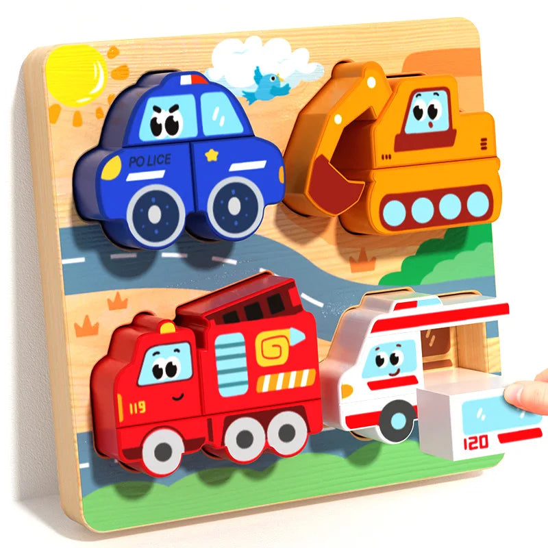 Montessori Toy Wooden Building Blocks Early Learning Educational Toys Color Shape Match Kids Puzzle Toys For Children Boys Girls