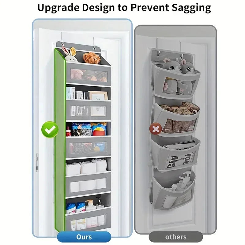 Upgraded 5-Shelf Hanging Storage Organizer - Behind Door, Anti-Tilt, 5 Large Capacity Pockets, Hanging Bag Suitable For Bedroom