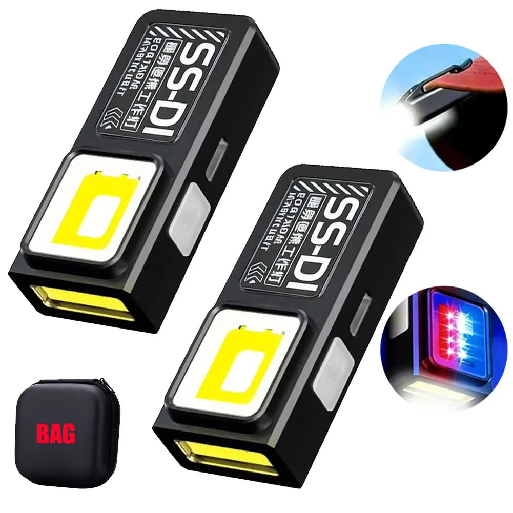 Linterna LED COB Mini Portátil Recargable Potente Luz de Trabajo con Clip Imán Impermeable EDC Camping Senderismo Lámpara de Bolsillo
