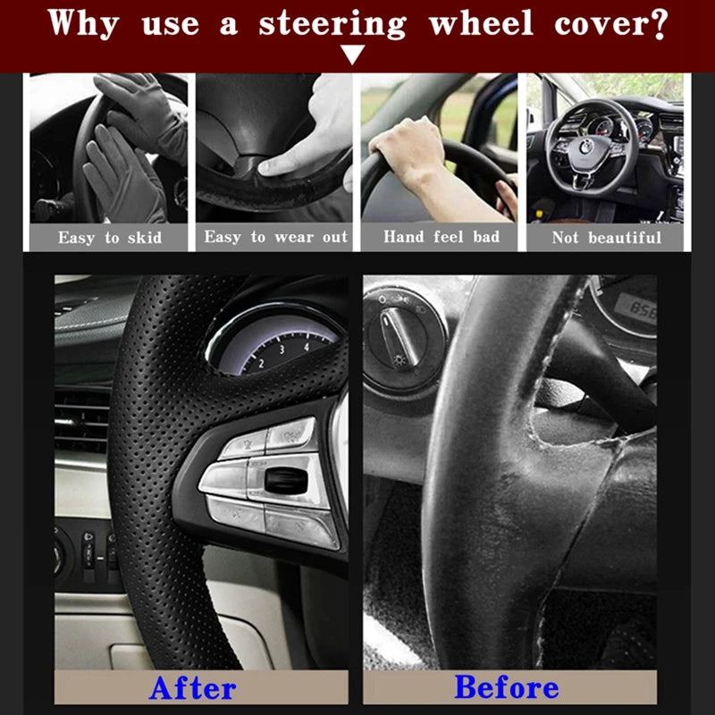 DIY Black Faux Leather Car Steering Wheel Cover For Mazda 3 Onxeira CX4 Atenza CX5 CX30 Interior Accessories Comfortable