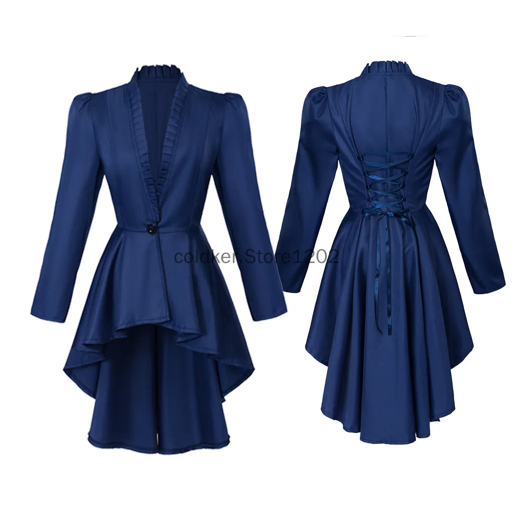Halloween Costumes for Women Steampunk Victorian Jacket Coat Medieval Vintage Gothic Tailcoat Long Sleeve Tuxedo Shirt