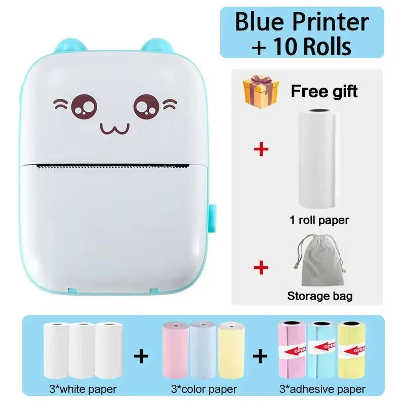 58mm Mini Portable Thermal Printer Wireless Bluetooth Mobile Pocket Photo Printer Memo Wrong Question HD Printing With USB Cable