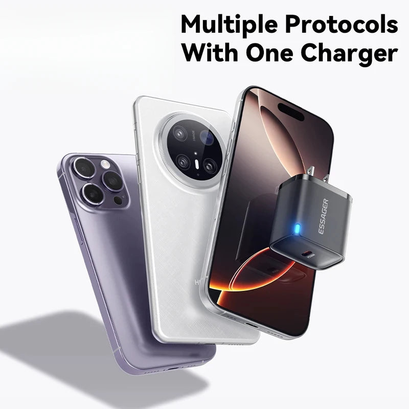 USB-C PD Travel Charger 20W 30W Fast Charging Wall Power Adapter Compatible with iPhone iPad Mobile Devices