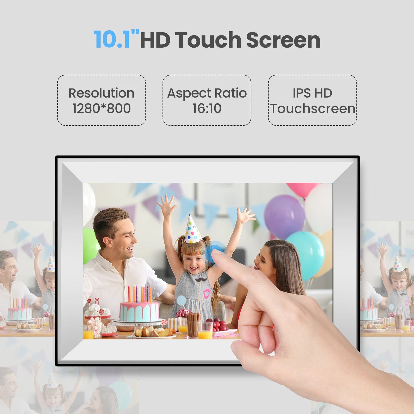 Frameo 10.1 Inch WiFi Digital Picture Frame 1280x800 HD IPS Touch Screen Digital Photo Frame Electronic 32GB Memory Auto-Rotate