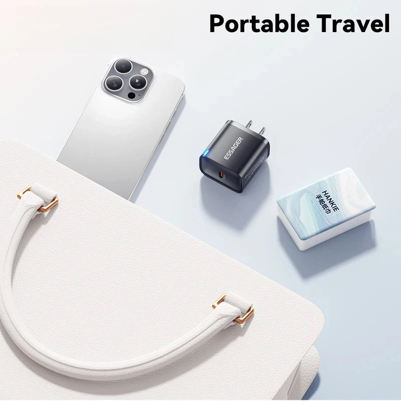 USB-C PD Travel Charger 20W 30W Fast Charging Wall Power Adapter Compatible with iPhone iPad Mobile Devices