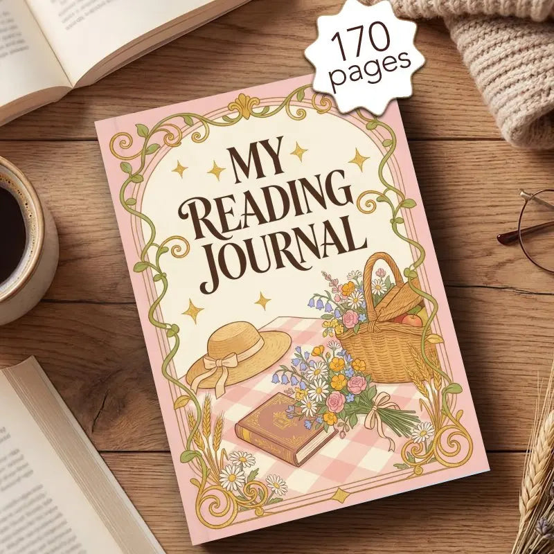 A5 Reading Journal Planner, 52 Book Review Templates, Ideal Gift for Book Lovers to Record Reading Notes & Book Quotes