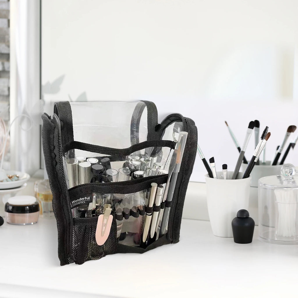 Bolsa de Maquillaje Estuche Cosmético Portátil con Cremallera Organizador Transparente para Artículos de Tocador para Viajes Acampada al Aire Libre Baño Hogar
