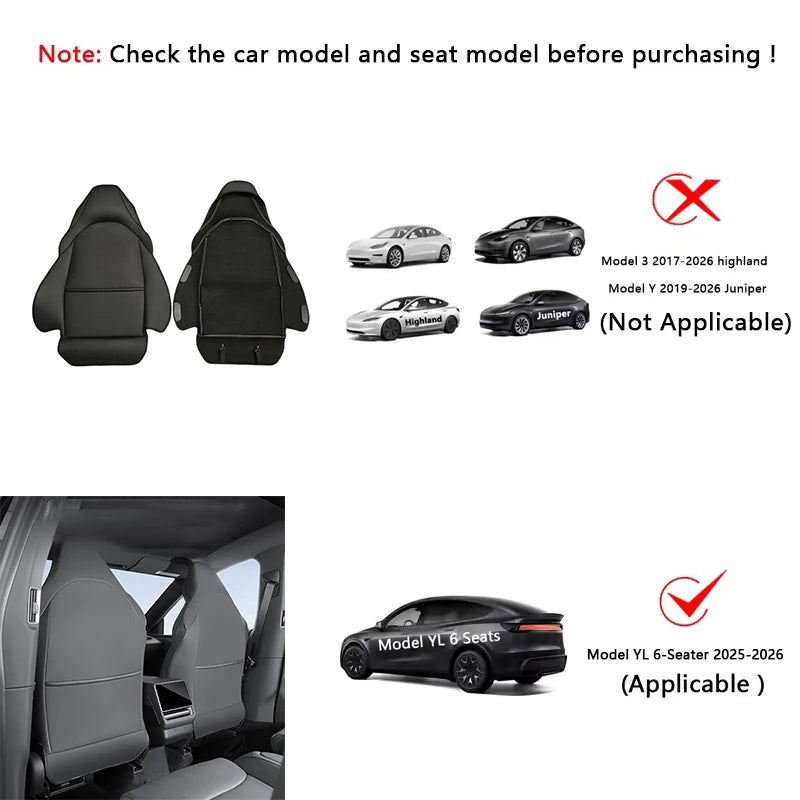 Car Seat Backrest Anti Kick Pad For Tesla New Model YL Six Seats 2026 Leather Full Surround Seat Back Anti Scratch Protector Mat