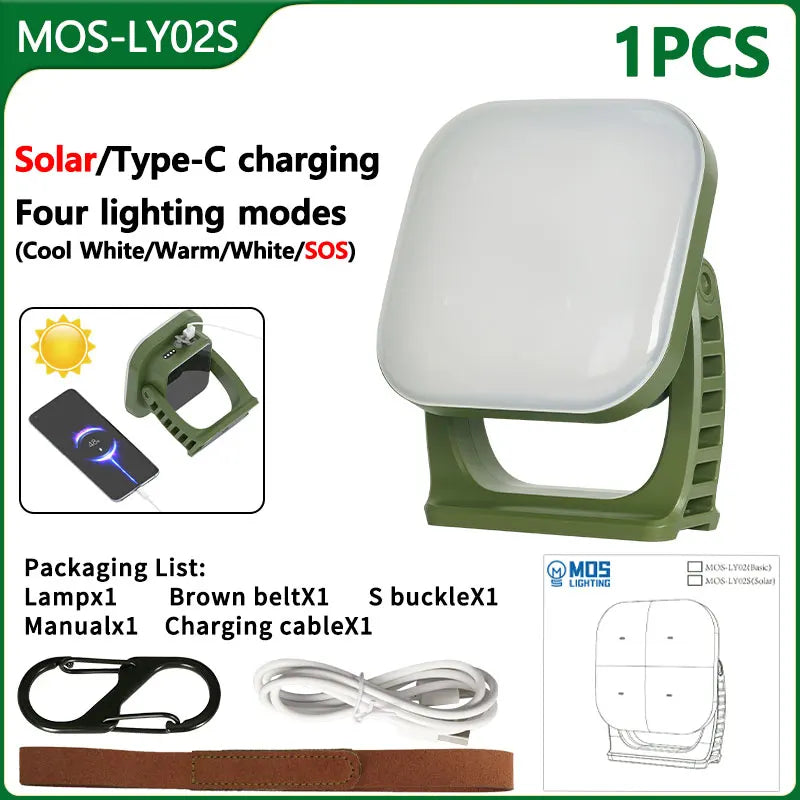 MOSLIGHTING Solar Chargin Tent Strong Light with Magnet Zoom Portable Torch Camping lantern Work Maintenance Lighting 80W LED