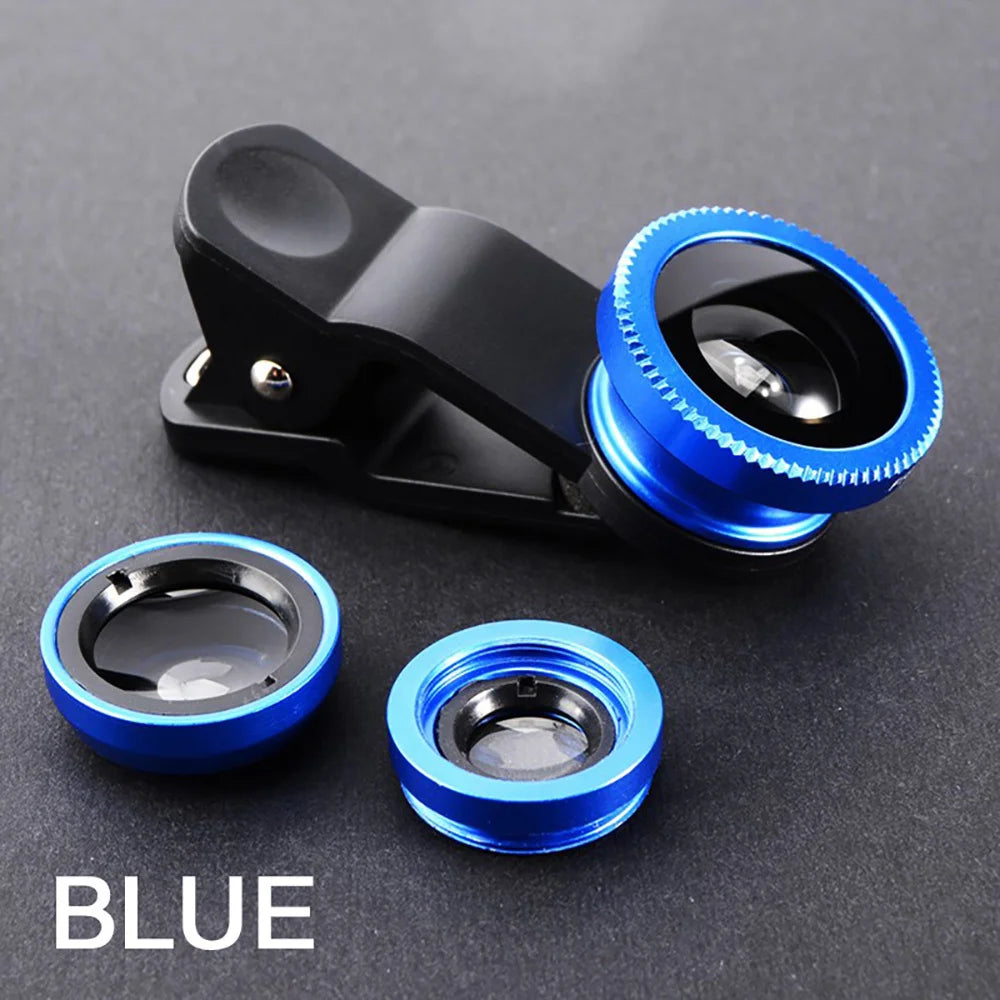 Universal 3 in 1 Fish Eye Lens Wide Angle Macro Phone Fisheye Lens Zoom Camera Kits With Phone Clip For iPhone Samsung Xiaomi