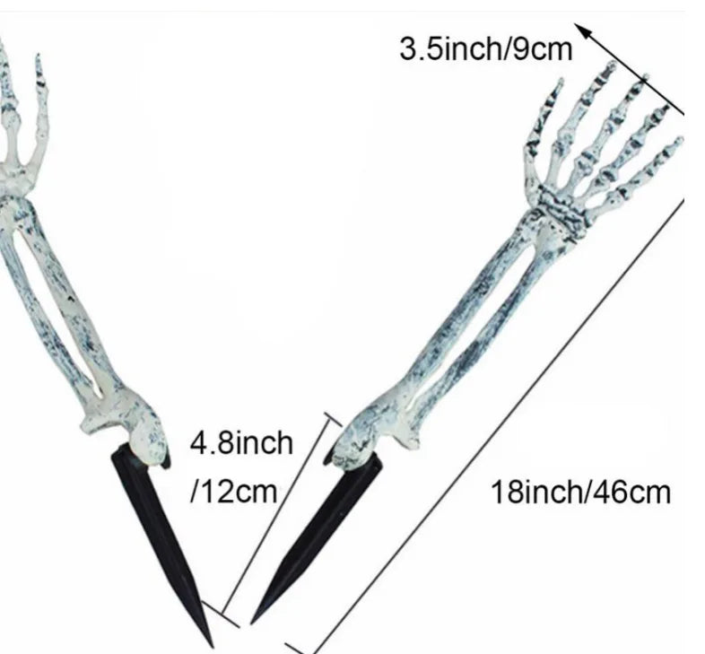 Halloween Skeleton Bone Garden Ground Stakes - Skull Head & Hand Insert Decor for Home Yard Holiday Party Ghost Themed