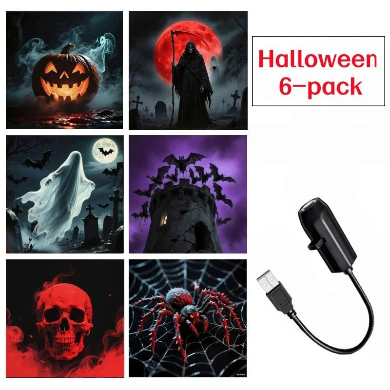 Halloween Projector Light — Ghosts, Bats & Spiders on Your Wall (3 or 6 Patterns)