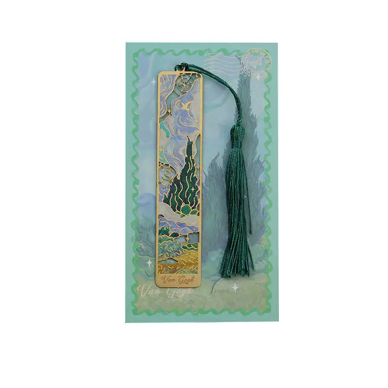 1-6-12 Pcs Creative Metal Book Mark Vintage Oil Painting Bookmark Office School Supplies Funny Gift Stationery Items
