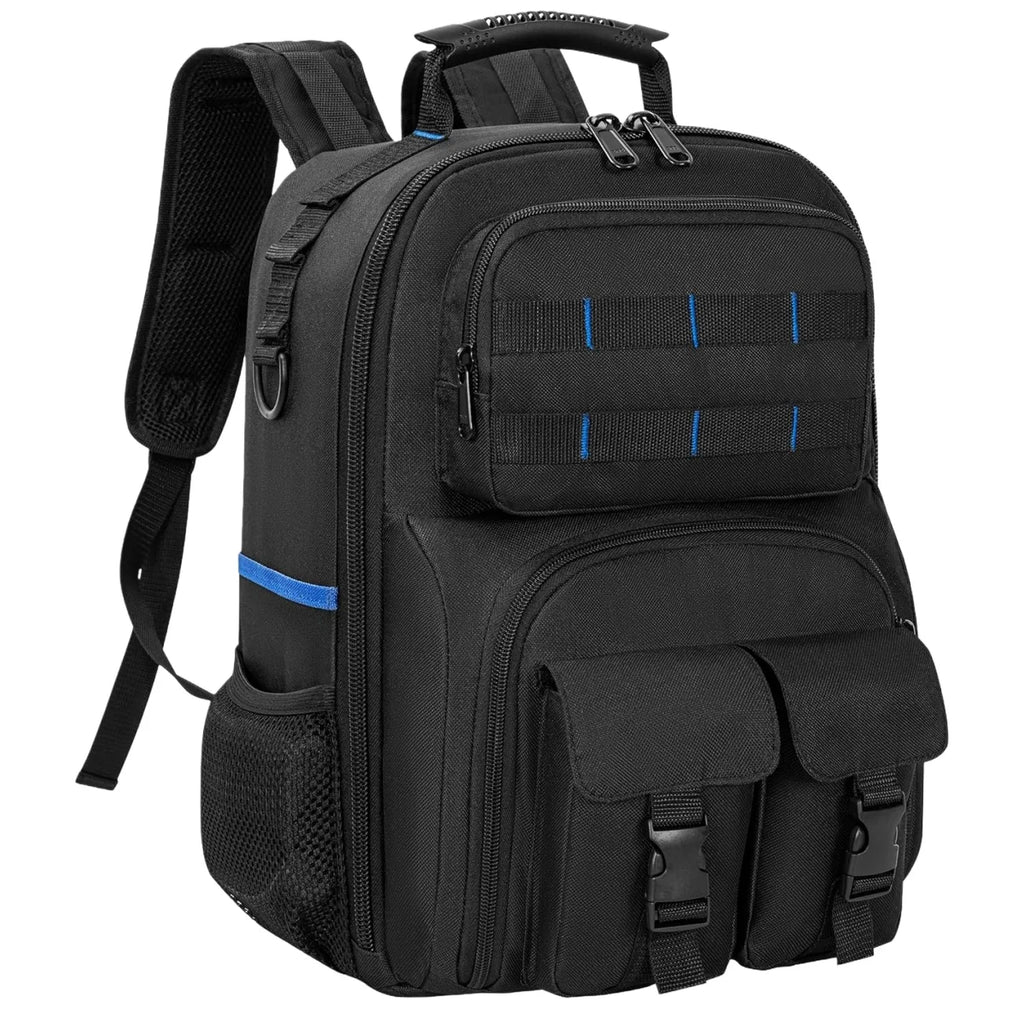 Tool Backpack, Heavy Duty Tool Bag with Padded Shoulder and Removable Tool Organizer, Water-Resistant Work Backpack, for Electricians