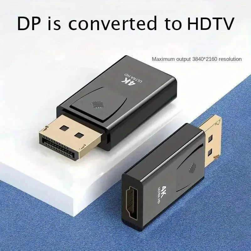 4K DP to HDMI Adapter – DisplayPort Male to HDMI Female Converter, Transmits Video and Audio for Computers, Laptops and HDTVs