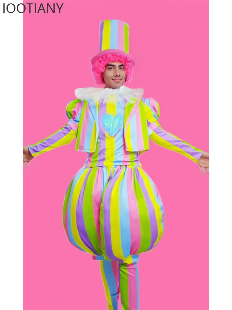 Halloween Adult Clown Costume Clown Carnival Costume Dress Up Amusement Park Funny Role Play Costume Suit Performance Costume