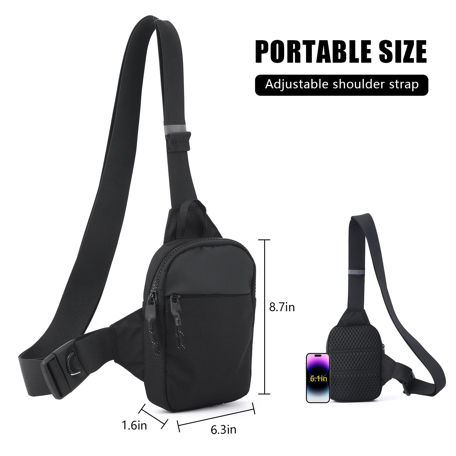 Fashionable Mini Crossbody Bag for Men with Stainless Steel Lock RFID Anti-Theft Mobile Phone Single Shoulder Bag
